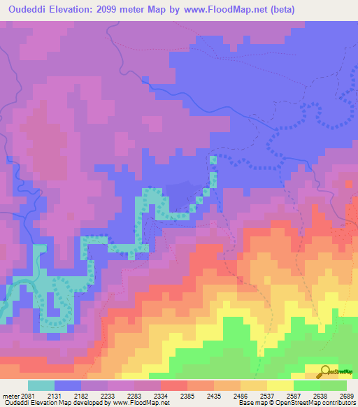 Oudeddi,Morocco Elevation Map