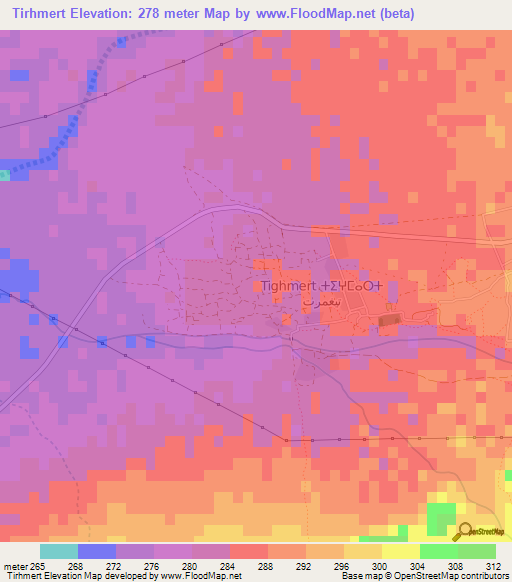 Tirhmert,Morocco Elevation Map