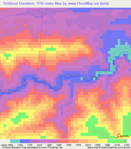 Tirhibout,Morocco Elevation Map