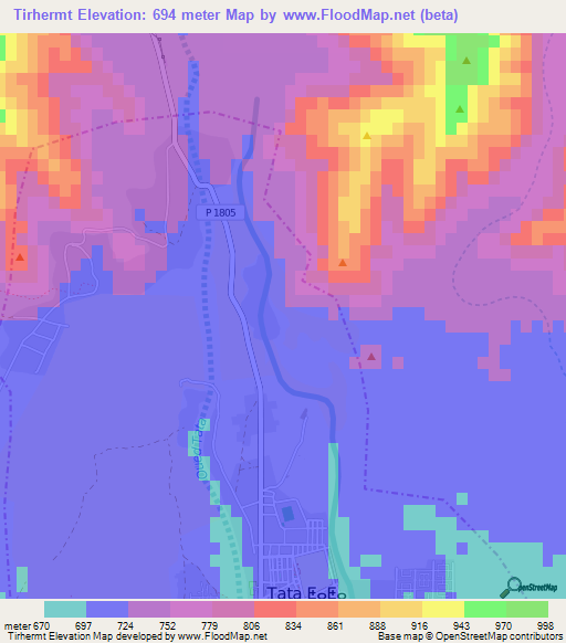 Tirhermt,Morocco Elevation Map