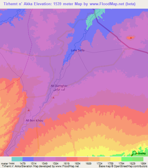 Tirhemt n' Akka,Morocco Elevation Map