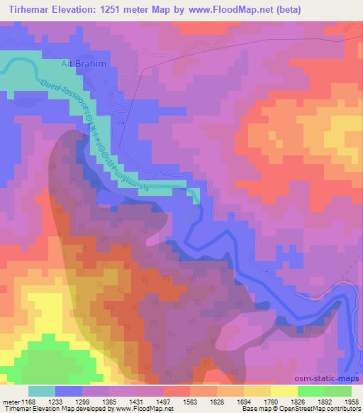 Tirhemar,Morocco Elevation Map