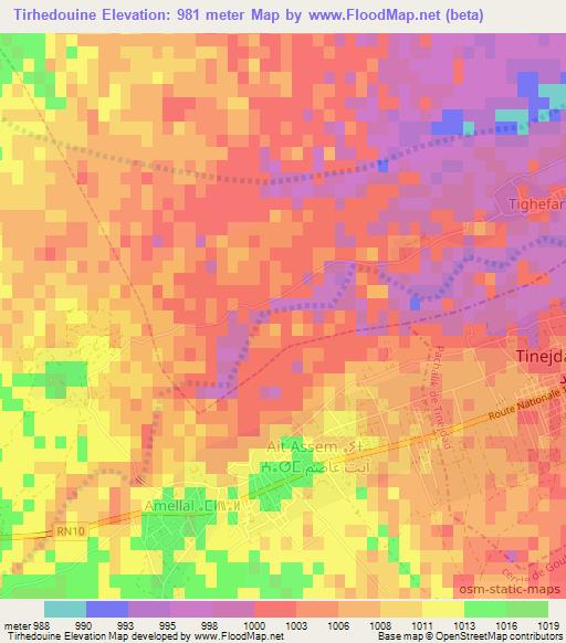 Tirhedouine,Morocco Elevation Map