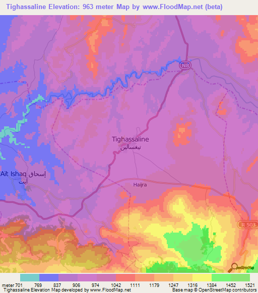 Tighassaline,Morocco Elevation Map