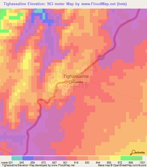 Tighassaline,Morocco Elevation Map