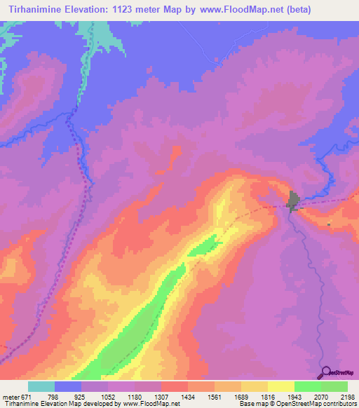 Tirhanimine,Morocco Elevation Map