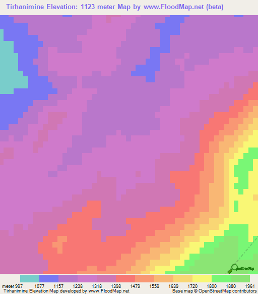 Tirhanimine,Morocco Elevation Map