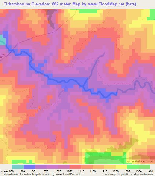 Tirhambouine,Morocco Elevation Map