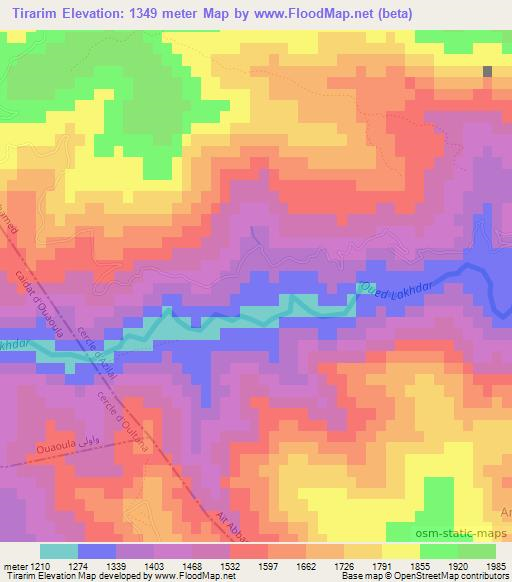 Tirarim,Morocco Elevation Map