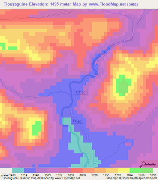 Tiouzaguine,Morocco Elevation Map