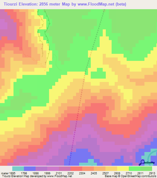 Tiourzi,Morocco Elevation Map