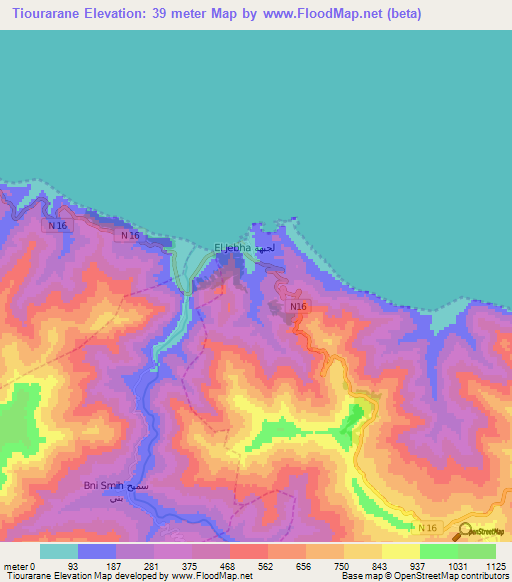 Tiourarane,Morocco Elevation Map