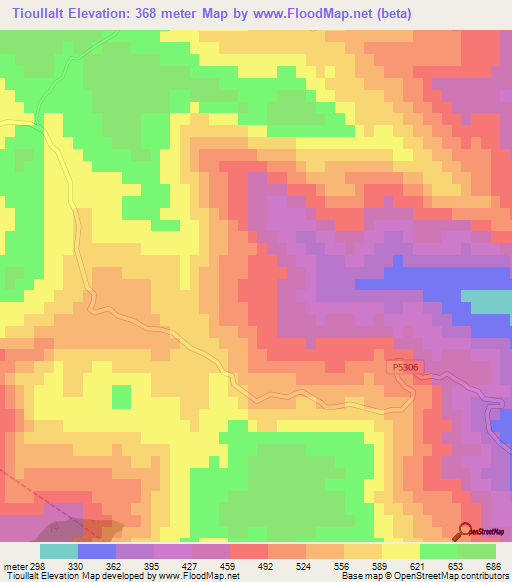 Tioullalt,Morocco Elevation Map