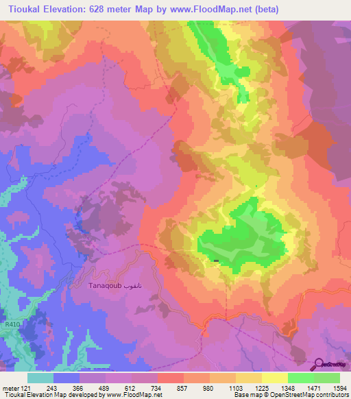 Tioukal,Morocco Elevation Map