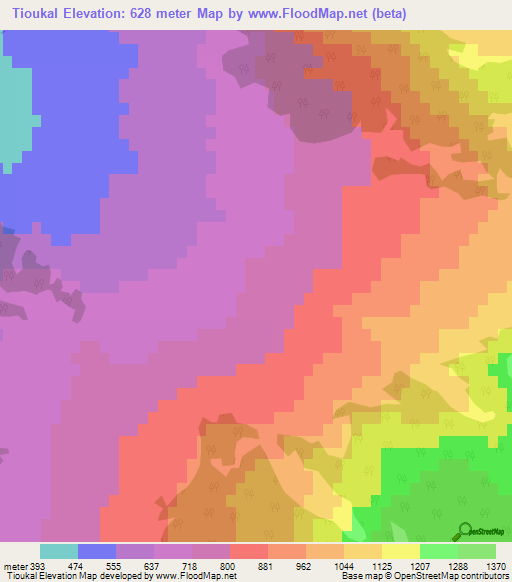 Tioukal,Morocco Elevation Map