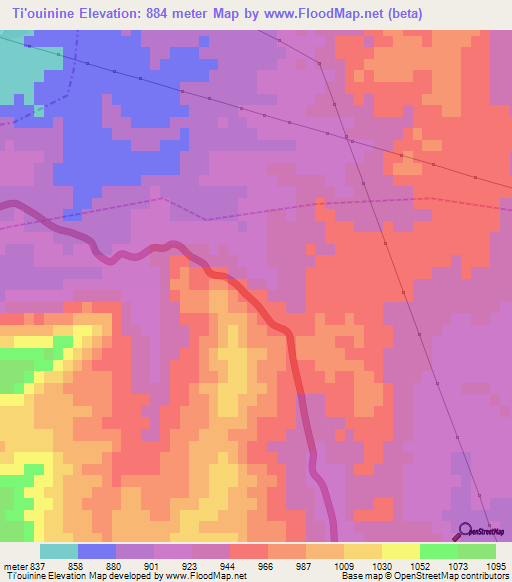 Ti'ouinine,Morocco Elevation Map