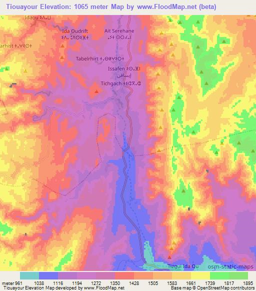 Tiouayour,Morocco Elevation Map