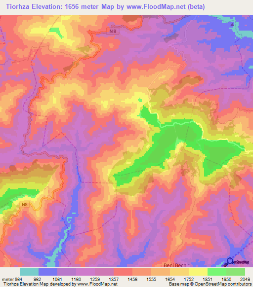 Tiorhza,Morocco Elevation Map