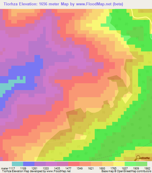 Tiorhza,Morocco Elevation Map