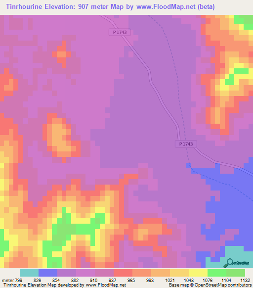 Tinrhourine,Morocco Elevation Map