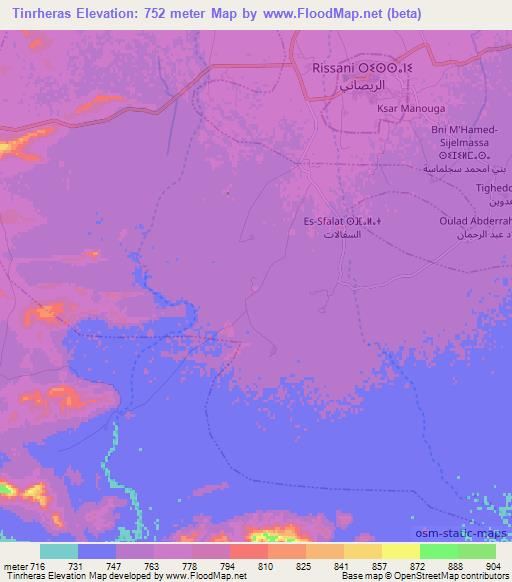 Tinrheras,Morocco Elevation Map