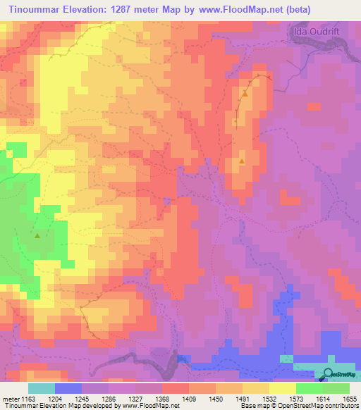 Tinoummar,Morocco Elevation Map