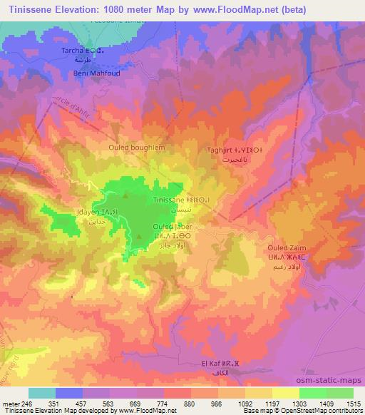 Tinissene,Morocco Elevation Map