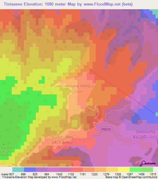 Tinissene,Morocco Elevation Map