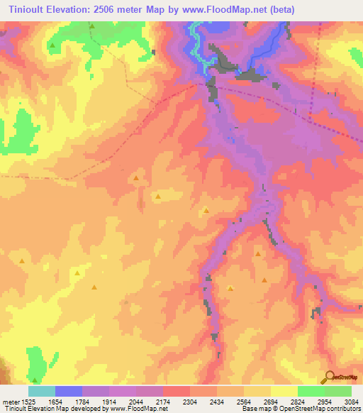 Tinioult,Morocco Elevation Map