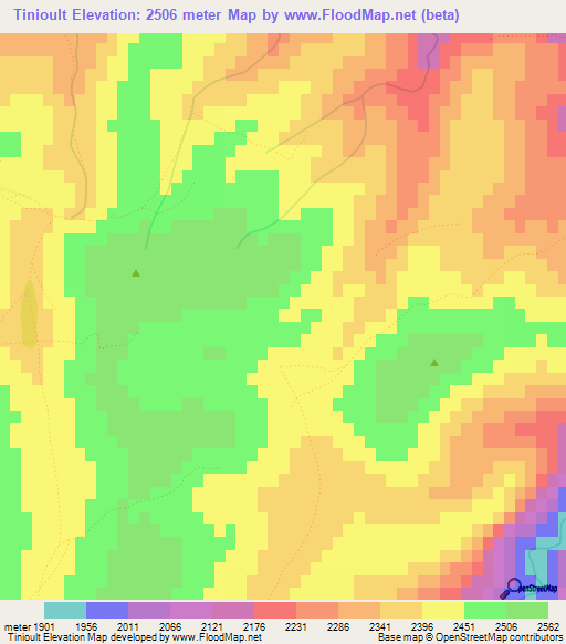 Tinioult,Morocco Elevation Map