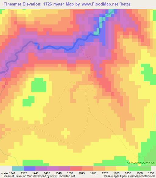 Tinesmet,Morocco Elevation Map