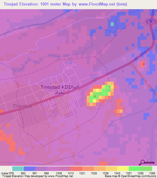 Tinejad,Morocco Elevation Map