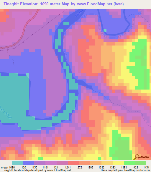 Tinegbit,Morocco Elevation Map