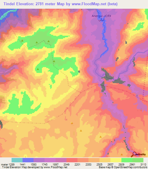 Tindel,Morocco Elevation Map