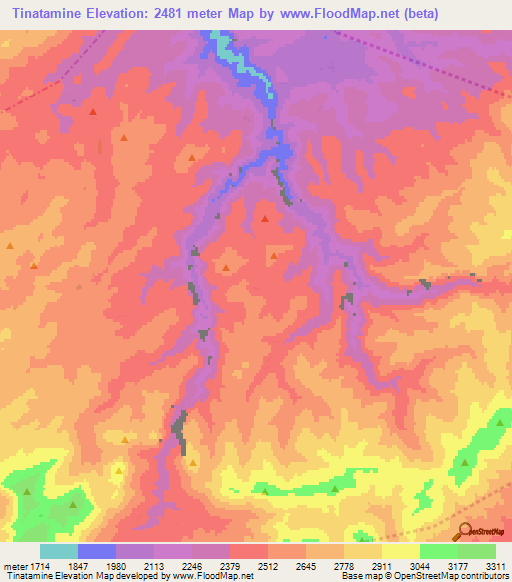 Tinatamine,Morocco Elevation Map