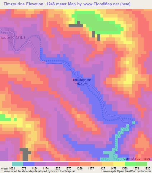 Timzourine,Morocco Elevation Map