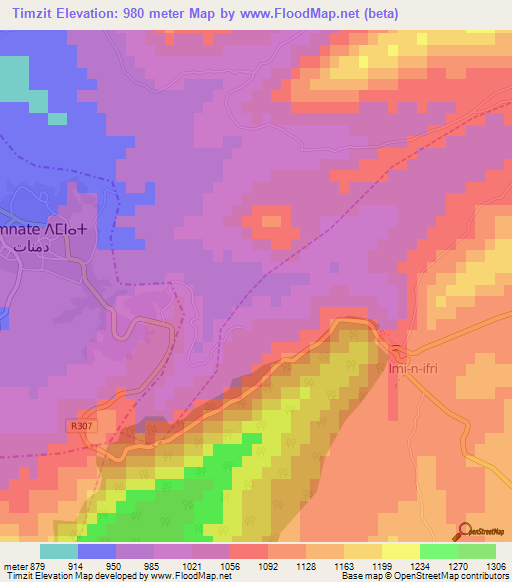 Timzit,Morocco Elevation Map