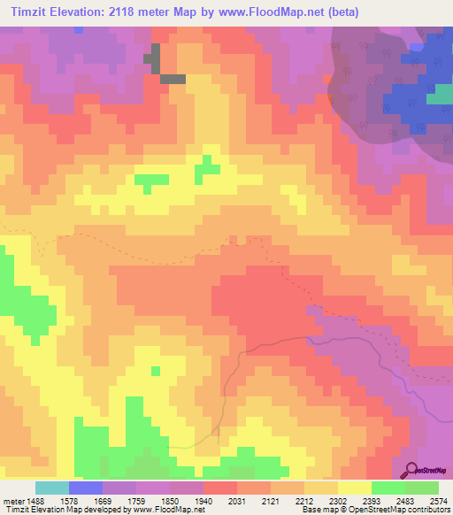 Timzit,Morocco Elevation Map