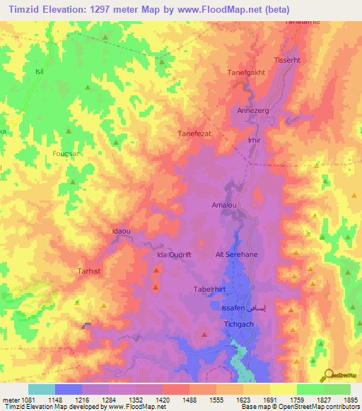 Timzid,Morocco Elevation Map