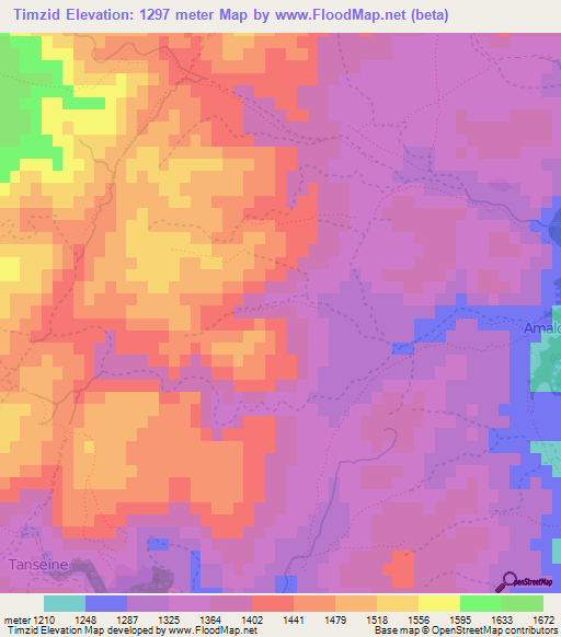 Timzid,Morocco Elevation Map