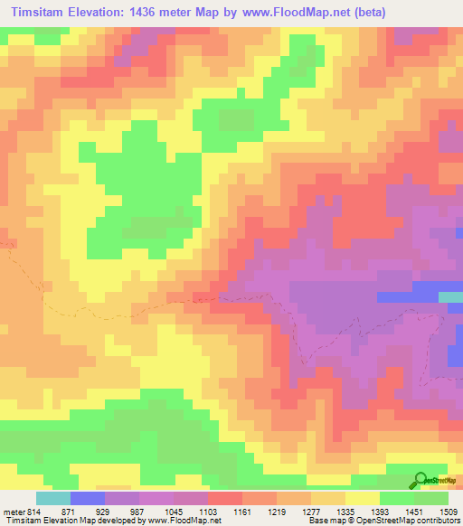 Timsitam,Morocco Elevation Map