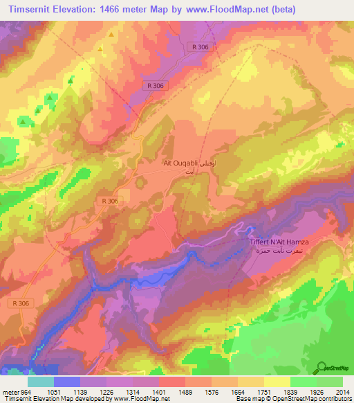 Timsernit,Morocco Elevation Map