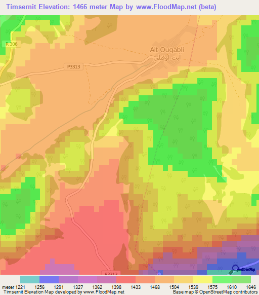 Timsernit,Morocco Elevation Map