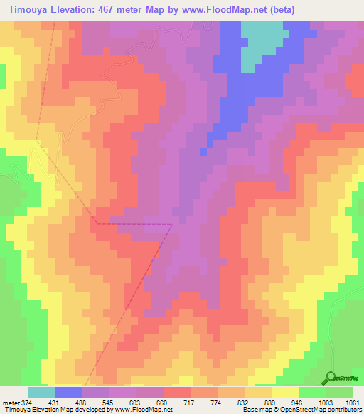 Timouya,Morocco Elevation Map