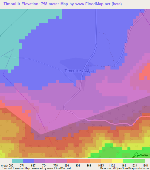 Timoulilt,Morocco Elevation Map