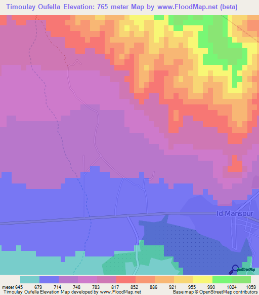 Timoulay Oufella,Morocco Elevation Map