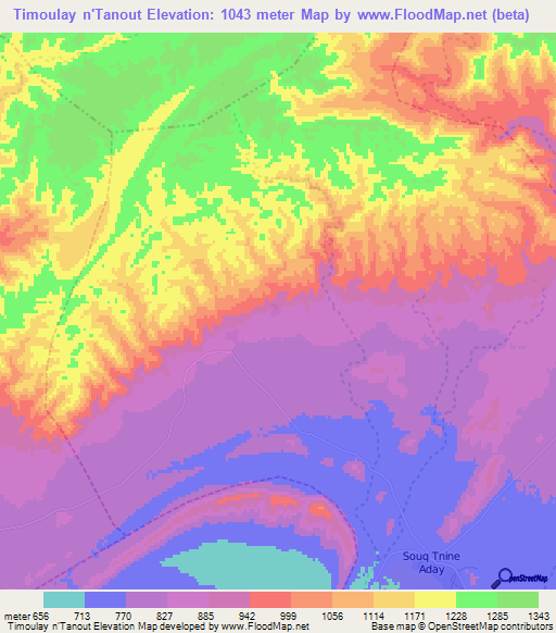 Timoulay n'Tanout,Morocco Elevation Map