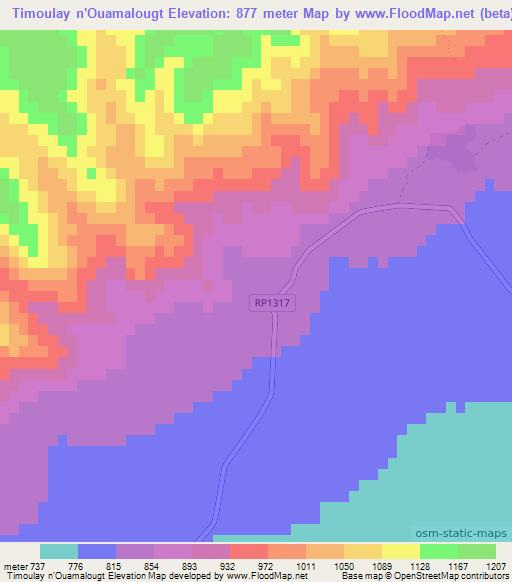 Timoulay n'Ouamalougt,Morocco Elevation Map