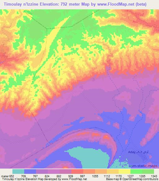 Timoulay n'Izzine,Morocco Elevation Map