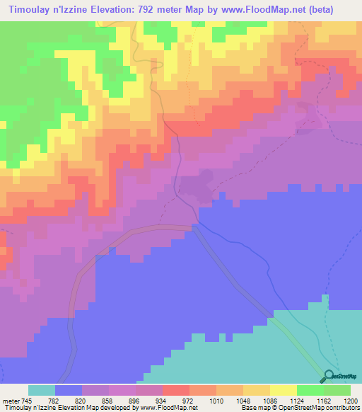 Timoulay n'Izzine,Morocco Elevation Map